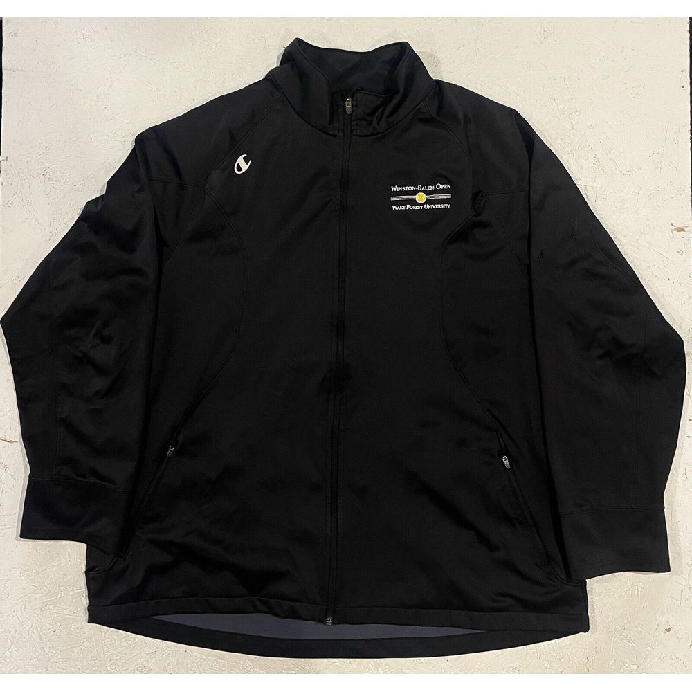 Vintage Champion Wake Forest Tennis‎ Cold Weather Gear Jacket Mens 2XL Black